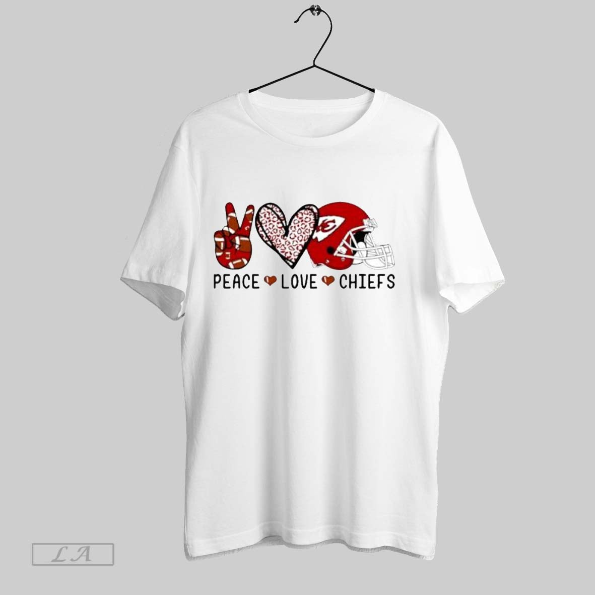 Original Peace Love Chiefs Football Fan Red And White Leopard Print Posters White Unisex T-shirt, Sweatshirt, Hoodie, Long Sleeve Tee - T-Shirt, Sweatshirt, Hoodie
