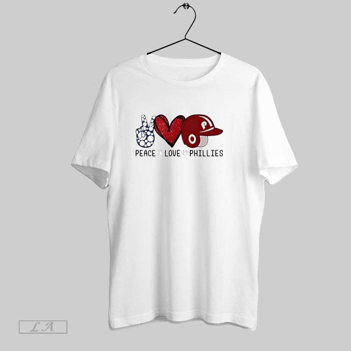 Original Peace Love Phillies Glitter Red Heart Baseball Themed Fan Unisex T-shirt, Sweatshirt, Hoodie, Long Sleeve Tee - T-Shirt, Sweatshirt, Hoodie