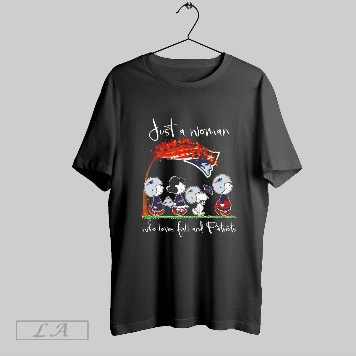 Original Peanuts Just A Woman Who Loves Fall And Patriots Ladies Unisex T-shirt, Sweatshirt, Hoodie, Long Sleeve Tee - T-Shirt, Sweatshirt, Hoodie