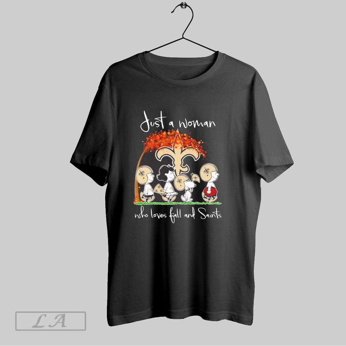 Original Peanuts Just A Woman Who Loves Fall And Saints Ladies Unisex T-shirt, Sweatshirt, Hoodie, Long Sleeve Tee - T-Shirt, Sweatshirt, Hoodie