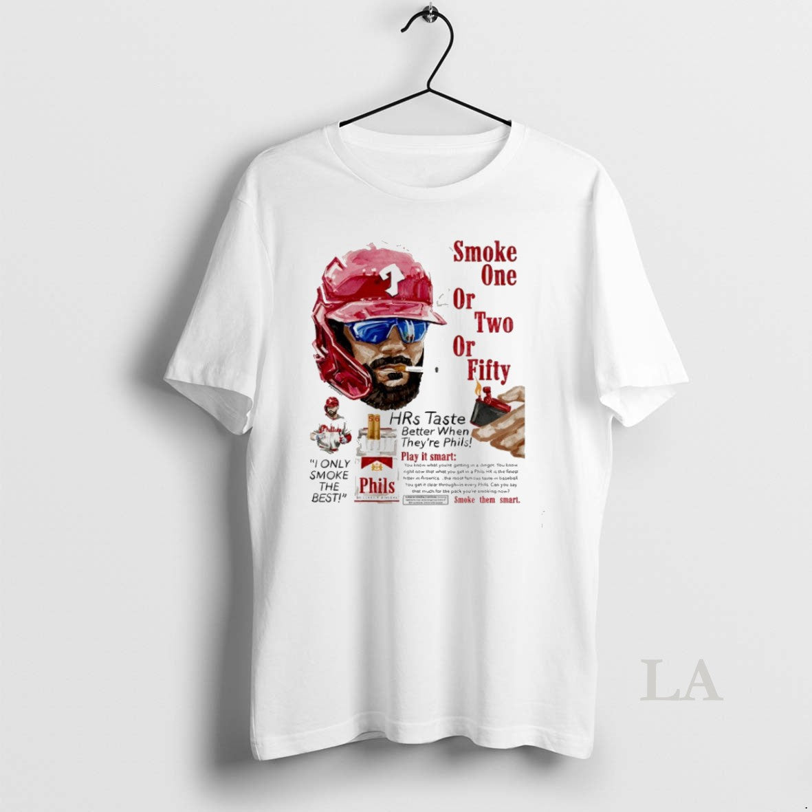Original Phillies Bryce Harper Smoke One Or Two Or Fifty Play It Smart Smoke Them Unisex T-shirt, Sweatshirt, Hoodie, Long Sleeve Tee - T-Shirt, Sweatshirt, Hoodie