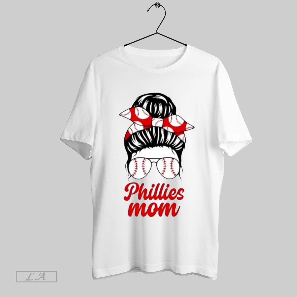 Original Phillies Mom Messy Bun Winking Eye Baseball Glasses Fan Unisex T-shirt, Sweatshirt, Hoodie, Long Sleeve Tee - T-Shirt, Sweatshirt, Hoodie