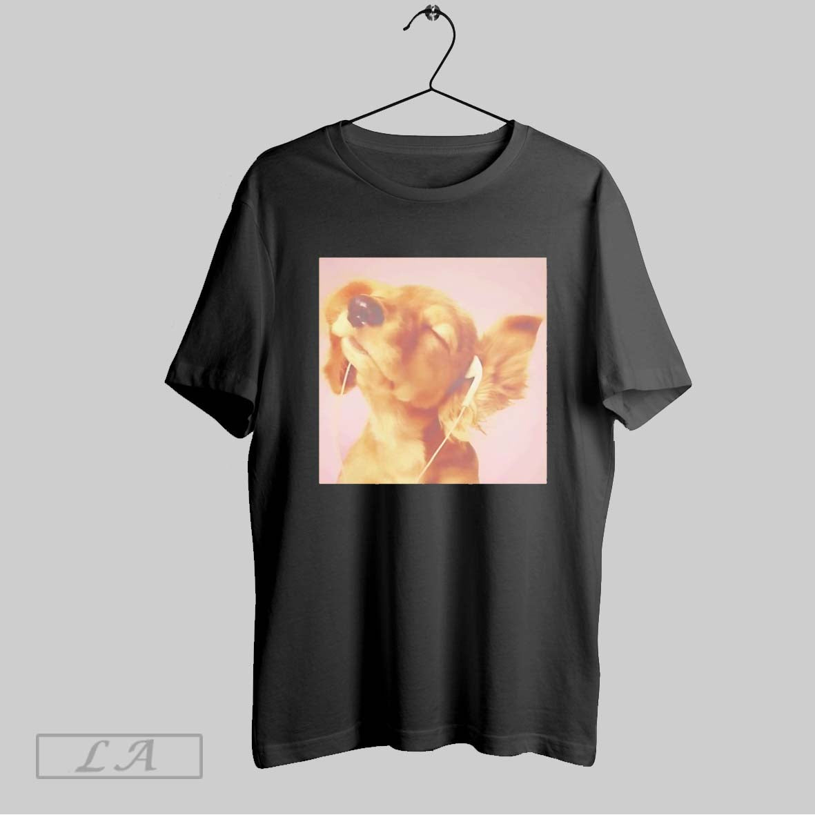 Original Pink Dog With Headphones Unisex T-shirt, Sweatshirt, Hoodie, Long Sleeve Tee - T-Shirt, Sweatshirt, Hoodie