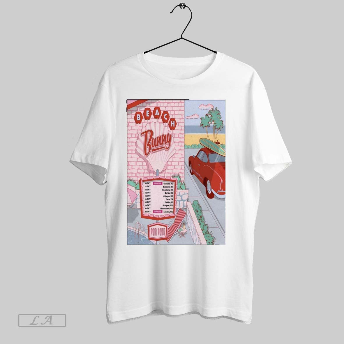 Original Poster Beach Bunny With Pom Poko 2025 Uk Eu Tour October 09 22 2025 Unisex T-shirt, Sweatshirt, Hoodie, Long Sleeve Tee - T-Shirt, Sweatshirt, Hoodie