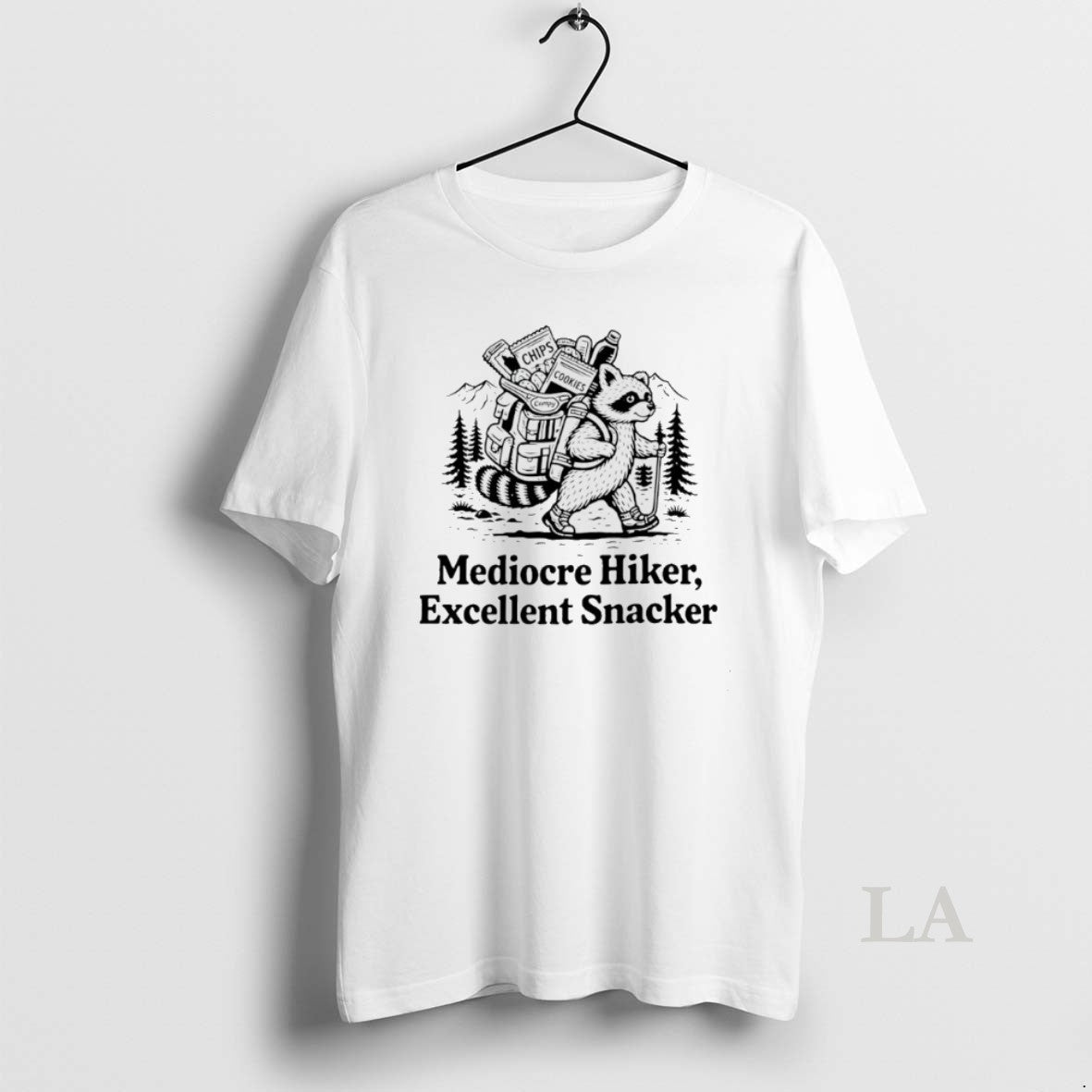 Original Raccoon Mediocre Hiker Excellent Snacker Unisex T-shirt, Sweatshirt, Hoodie, Long Sleeve Tee - T-Shirt, Sweatshirt, Hoodie