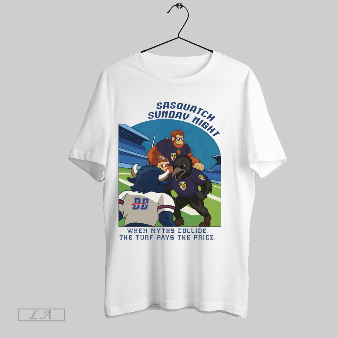 Original Ravens Sasquatch Sunday Night When Myths Collide The Turf Pays The Price Unisex T-shirt, Sweatshirt, Hoodie, Long Sleeve Tee - T-Shirt, Sweatshirt, Hoodie