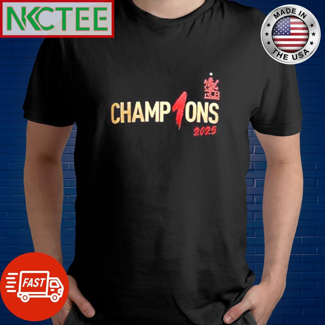 Original Rcb champ1ons 2025 shirt Unisex T-shirt, Sweatshirt, Hoodie, Long Sleeve Tee - T-Shirt, Sweatshirt, Hoodie