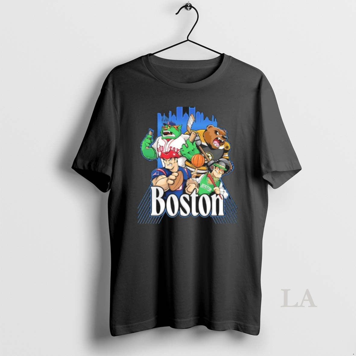 Original Red Sox Bruins Patriots And Celtics Boston City Skyline Mascot Unisex T-shirt, Sweatshirt, Hoodie, Long Sleeve Tee - T-Shirt, Sweatshirt, Hoodie