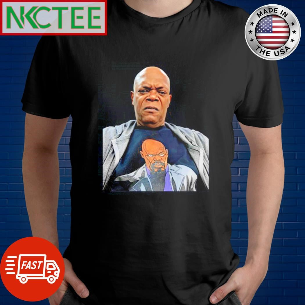 Original Samuel L. Jackson Wearing A Shirt Of Himself cartoon Unisex T-shirt, Sweatshirt, Hoodie, Long Sleeve Tee - T-Shirt, Sweatshirt, Hoodie