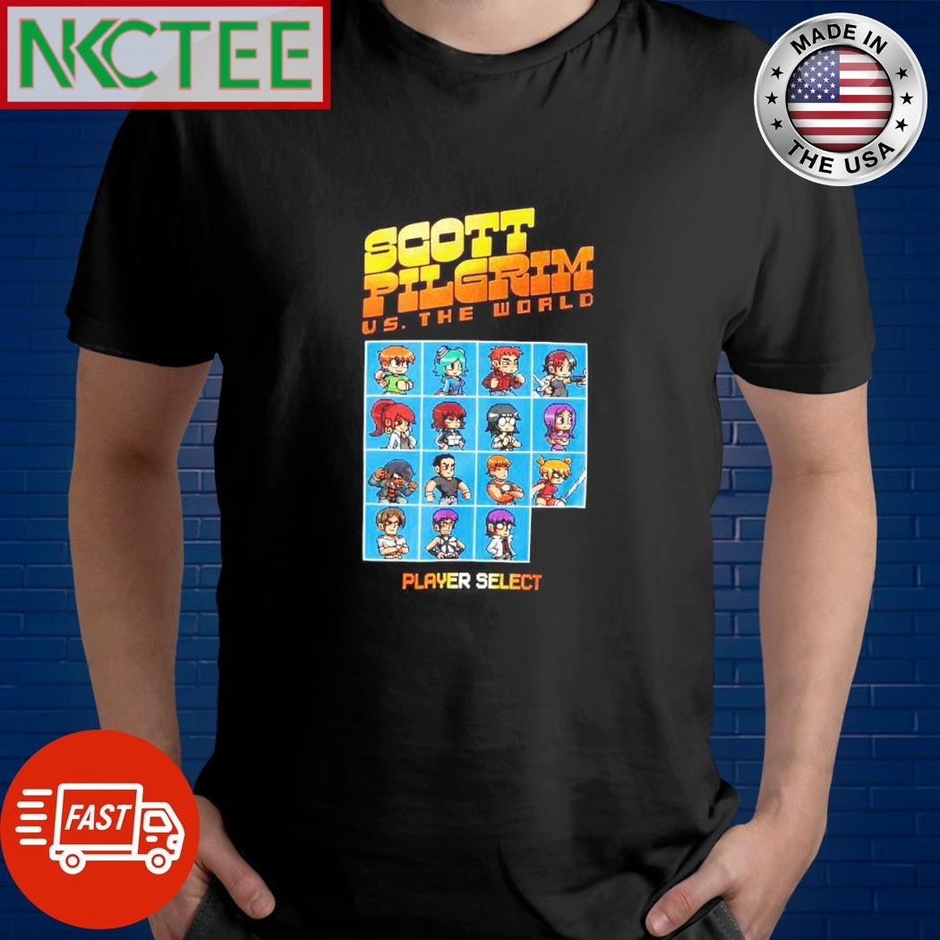 Original Scott Pilgrim Vs. The World Player Select pixels shirt Unisex T-shirt, Sweatshirt, Hoodie, Long Sleeve Tee - T-Shirt, Sweatshirt, Hoodie