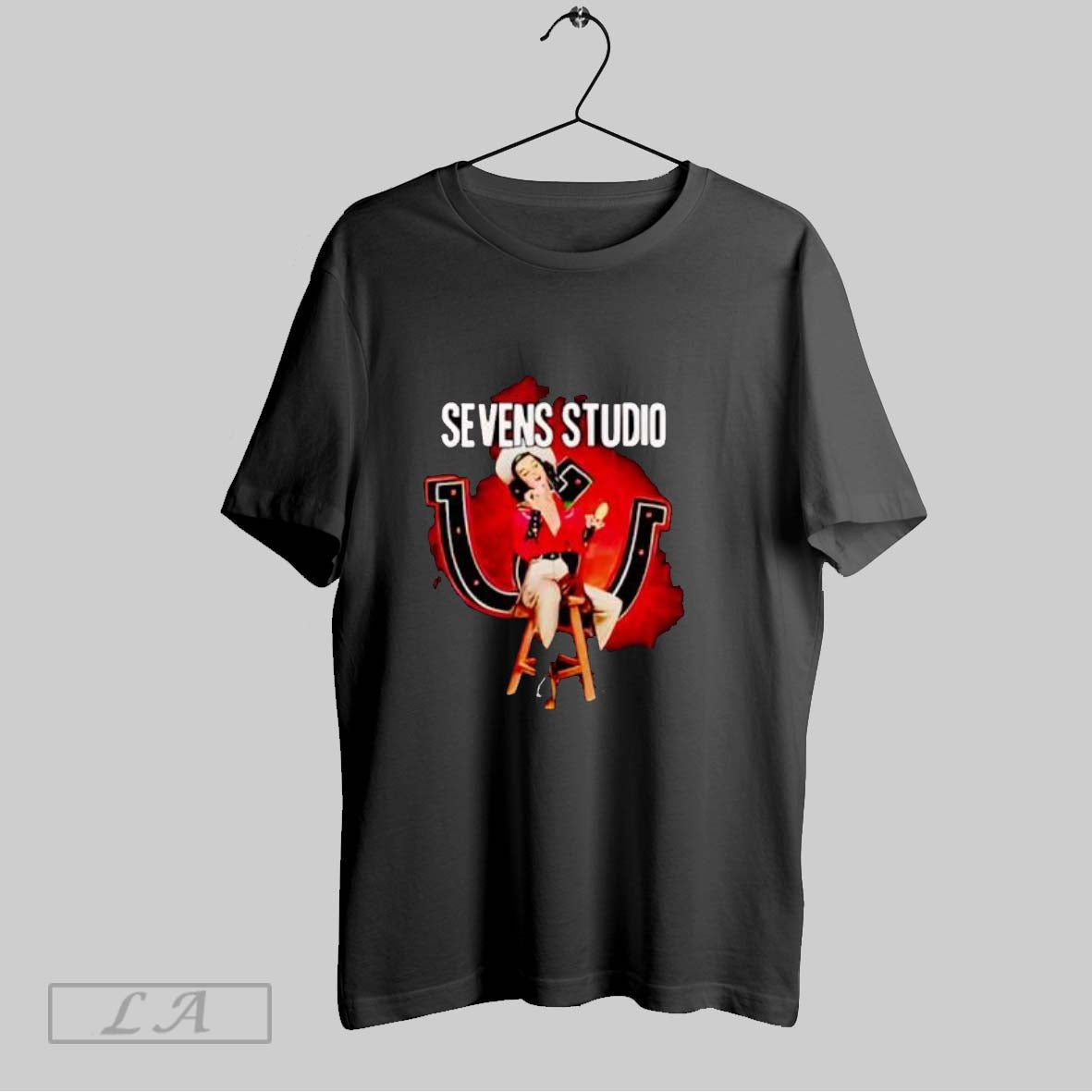 Original Sevens Studio Cowgirl Pinup Horseshoe Unisex T-shirt, Sweatshirt, Hoodie, Long Sleeve Tee - T-Shirt, Sweatshirt, Hoodie