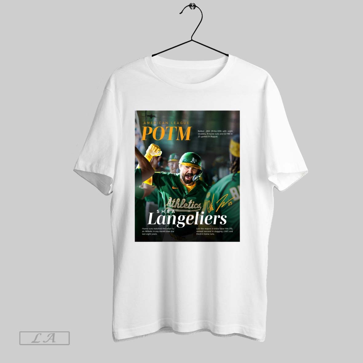 Original Shea Langeliers Oakland Athletics American League Player Of The Month August 2025 Signature Poster - T-Shirt, Sweatshirt, Hoodie