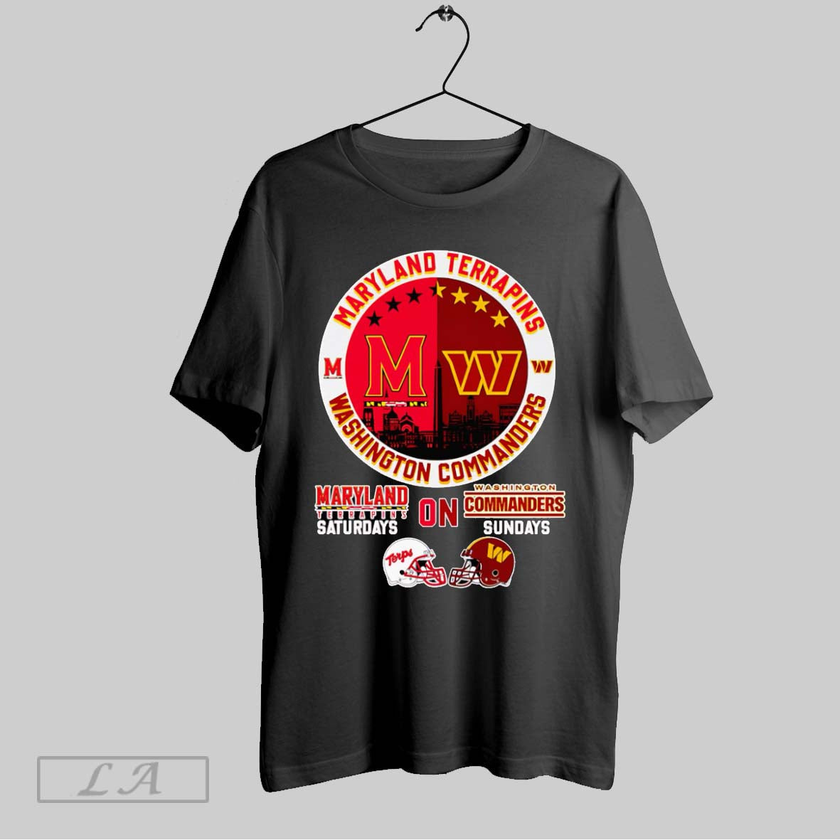 Original Skyline Maryland Terrapins On Saturdays Washington Commanders On Sundays Unisex T-shirt, Sweatshirt, Hoodie, Long Sleeve Tee - T-Shirt, Sweatshirt, Hoodie