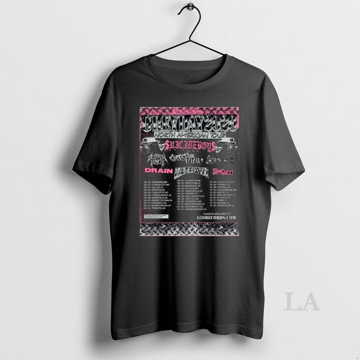 Original Suicide Boys Grey Day 2026 North America Tour Lineup With Schedule Dates Unisex T-shirt, Sweatshirt, Hoodie, Long Sleeve Tee - T-Shirt, Sweatshirt, Hoodie