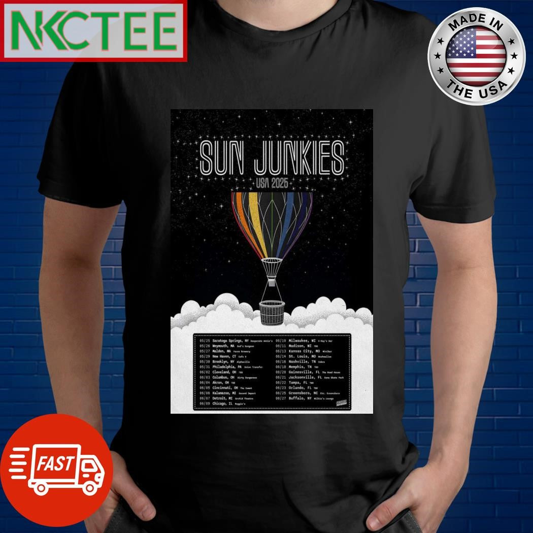 Original Sun Junkies 2025 May &amp; June Usa Tour Poster Shirt Unisex T-shirt, Sweatshirt, Hoodie, Long Sleeve Tee - T-Shirt, Sweatshirt, Hoodie