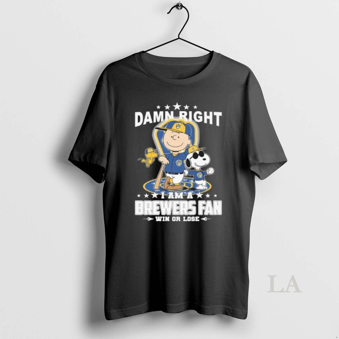 Original The Peanuts Damn Right I Am A Milwaukee Brewers Fan Win Or Lose Unisex T-shirt, Sweatshirt, Hoodie, Long Sleeve Tee - T-Shirt, Sweatshirt, Hoodie