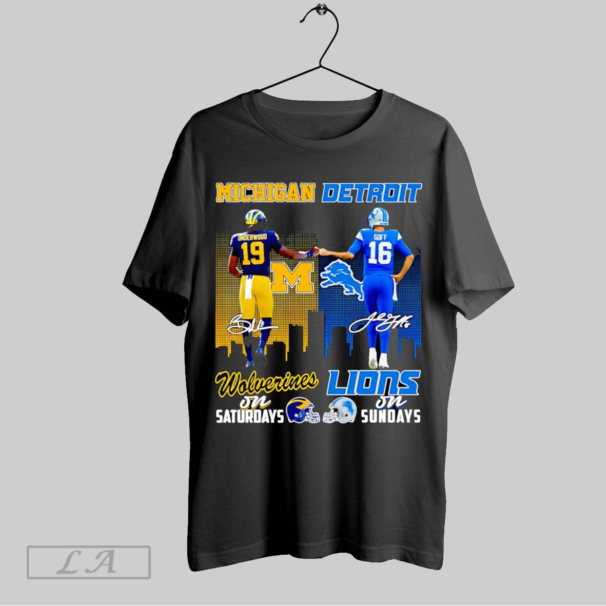 Original Underwood And Goff Michigan Wolverines On Saturdays Detroit Lions On Sundays Unisex T-shirt, Sweatshirt, Hoodie, Long Sleeve Tee - T-Shirt, Sweatshirt, Hoodie