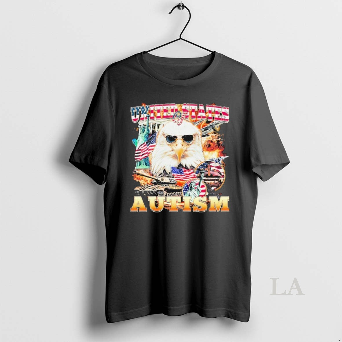 Original United States Of Autism American Flag Eagle Unisex T-shirt, Sweatshirt, Hoodie, Long Sleeve Tee - T-Shirt, Sweatshirt, Hoodie