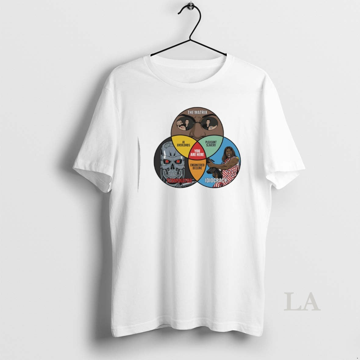 Original Venn Of Movie Dystopia The Matrix Terminator Idiocracy Unisex T-shirt, Sweatshirt, Hoodie, Long Sleeve Tee - T-Shirt, Sweatshirt, Hoodie
