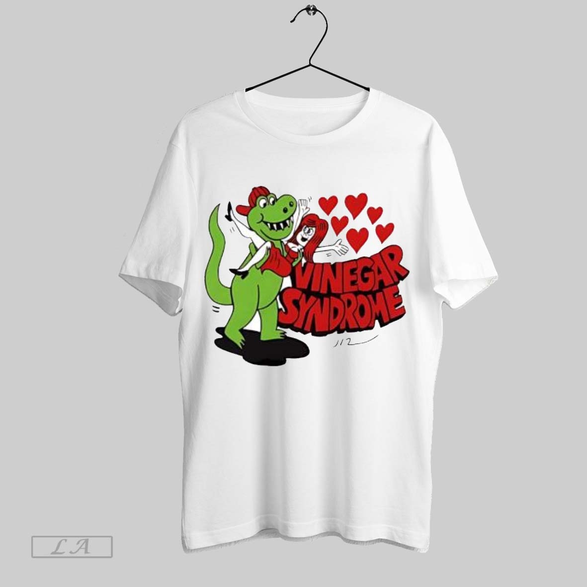Original Vinegar Syndrome Dinosaur Holding Woman Unisex T-shirt, Sweatshirt, Hoodie, Long Sleeve Tee - T-Shirt, Sweatshirt, Hoodie