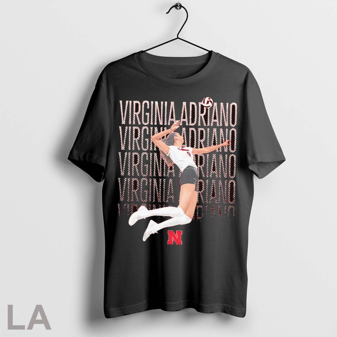 Original Virginia Adriano Jump Illustrated Nebraska Volleyball Unisex T-shirt, Sweatshirt, Hoodie, Long Sleeve Tee - T-Shirt, Sweatshirt, Hoodie