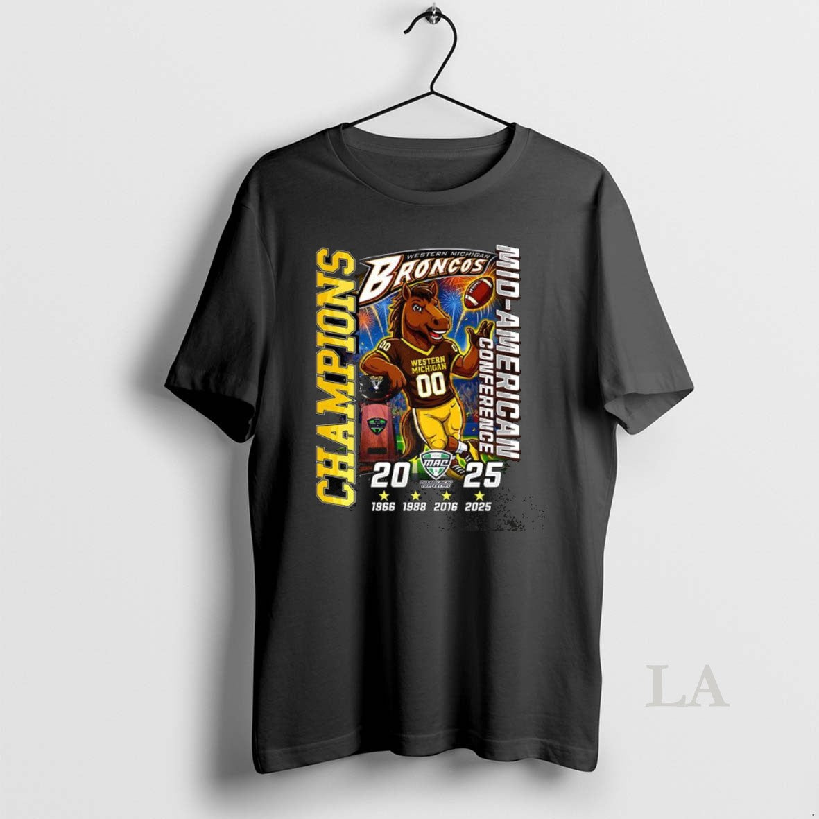 Original Western Michigan Broncos Mascot Mid American Conference Champions 2025 - T-Shirt, Sweatshirt, Hoodie