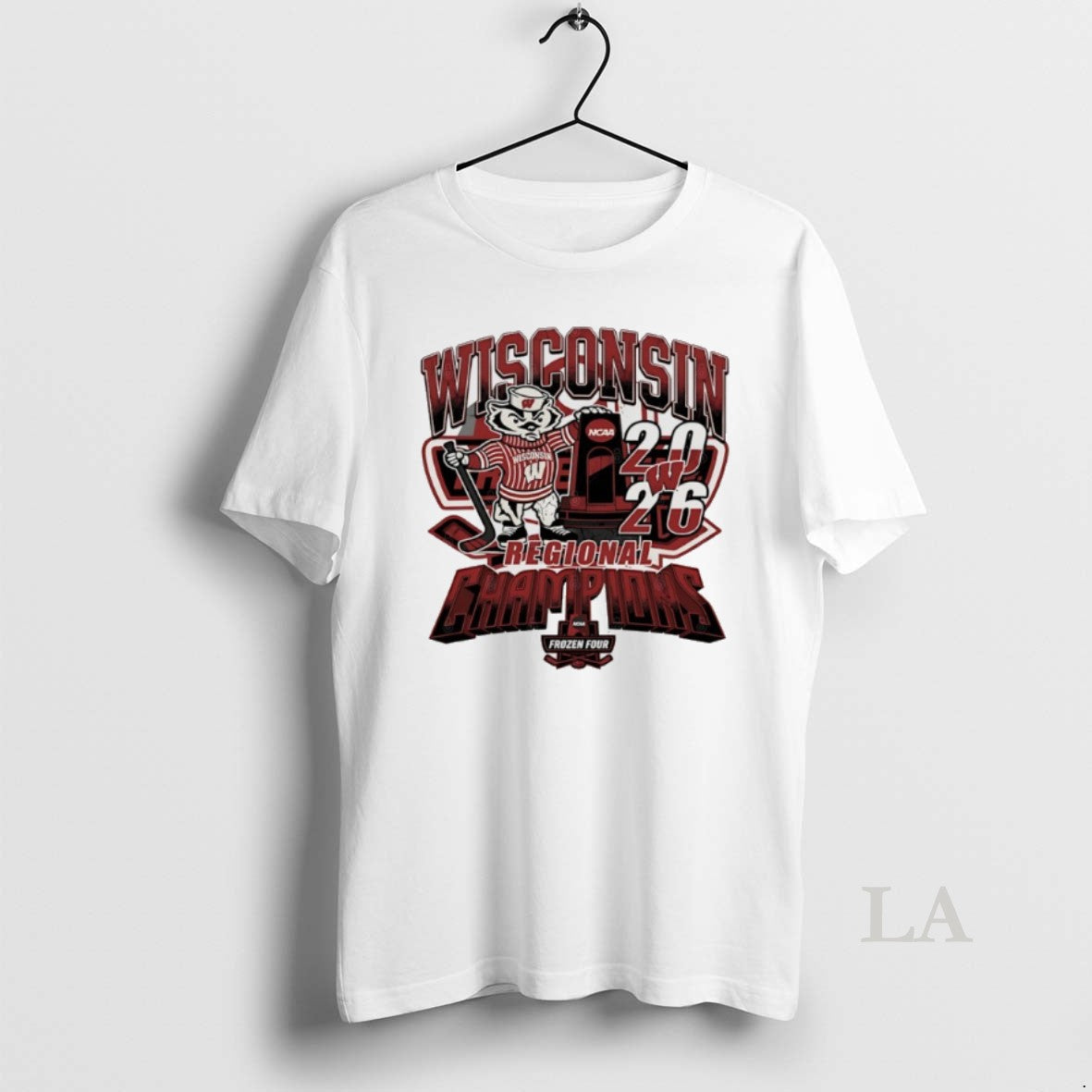 Original Wisconsin Badgers 2026 Ncaa Mens Hockey Regional Champions Mascot Trophy Unisex T-shirt, Sweatshirt, Hoodie, Long Sleeve Tee - T-Shirt, Sweatshirt, Hoodie