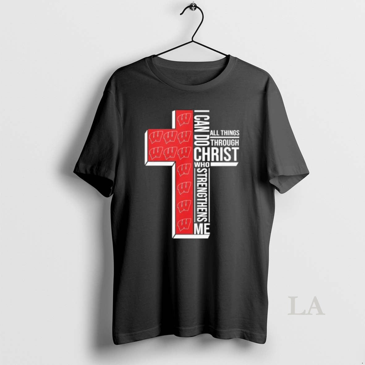 Original Wisconsin Basketball Logo I Can Do All Things Through Christ Who Strengthens Me - T-Shirt, Sweatshirt, Hoodie