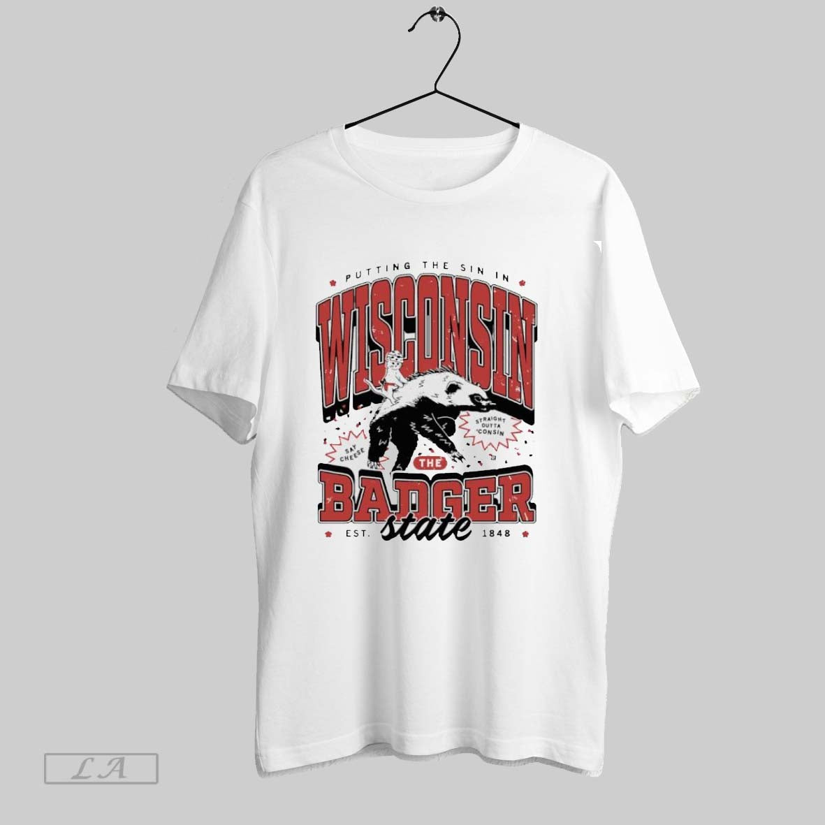 Original Wisconsin Max Badger State Est 1848 Unisex T-shirt, Sweatshirt, Hoodie, Long Sleeve Tee - T-Shirt, Sweatshirt, Hoodie