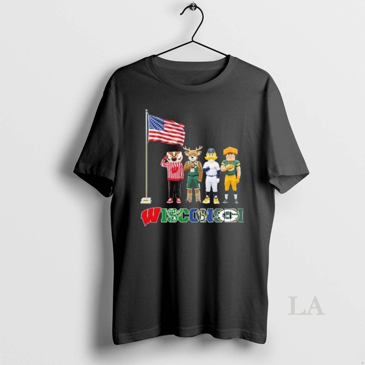 Original Wisconsin Sports Mascot Freedom American Flag Unisex T-shirt, Sweatshirt, Hoodie, Long Sleeve Tee - T-Shirt, Sweatshirt, Hoodie
