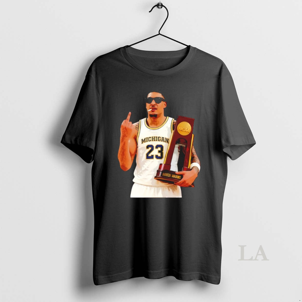 Original Yaxel Lendeborg Middle Finger Holding Trophy Michigan Wolverines Basketball Ncaa Unisex T-shirt, Sweatshirt, Hoodie, Long Sleeve Tee - T-Shirt, Sweatshirt, Hoodie