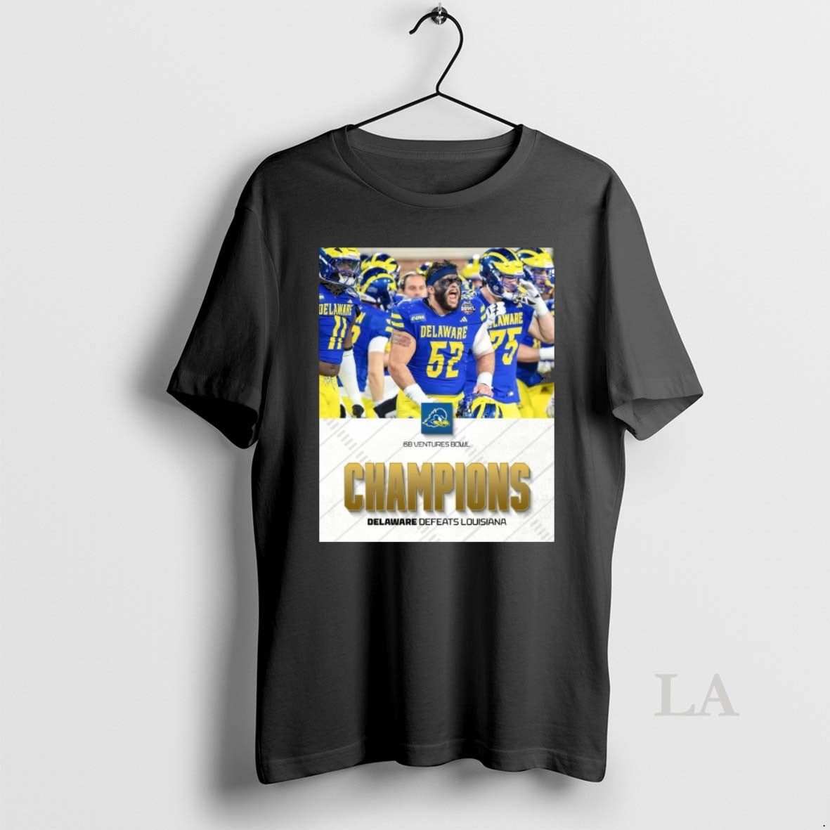 Original Delaware Blue Hens Defeats Louisiana Ragin Cajuns 68 Ventures Bowl Champions - T-Shirt, Sweatshirt, Hoodie