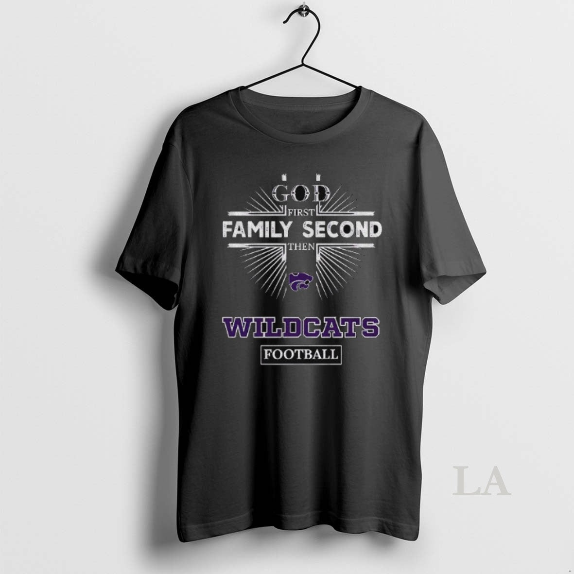 Original Mi8xvgij God First Family Second Then Kansas State Wildcats Football Unisex T-shirt, Sweatshirt, Hoodie, Long Sleeve Tee - T-Shirt, Sweatshirt, Hoodie