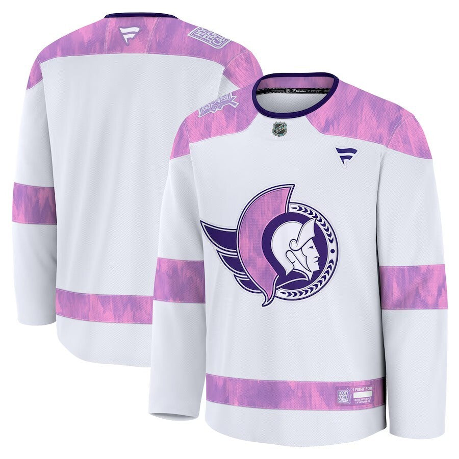 Ottawa Senators 2024 Hockey Fights Cancer Practice Jersey - White Hockey Jersey hockey jersey product view 1