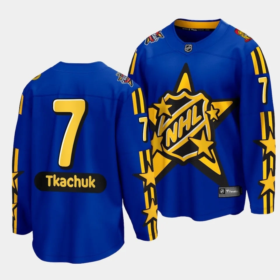 Ottawa Senators #7 Brady Tkachuk 2024 NHL All-Star Blue Jersey Style 2 Hockey Jersey hockey jersey product view 1