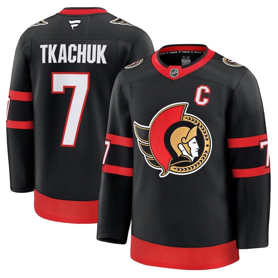 Ottawa Senators #7 Brady Tkachuk Home Premium Jersey - Black Hockey Jersey hockey jersey product view 1