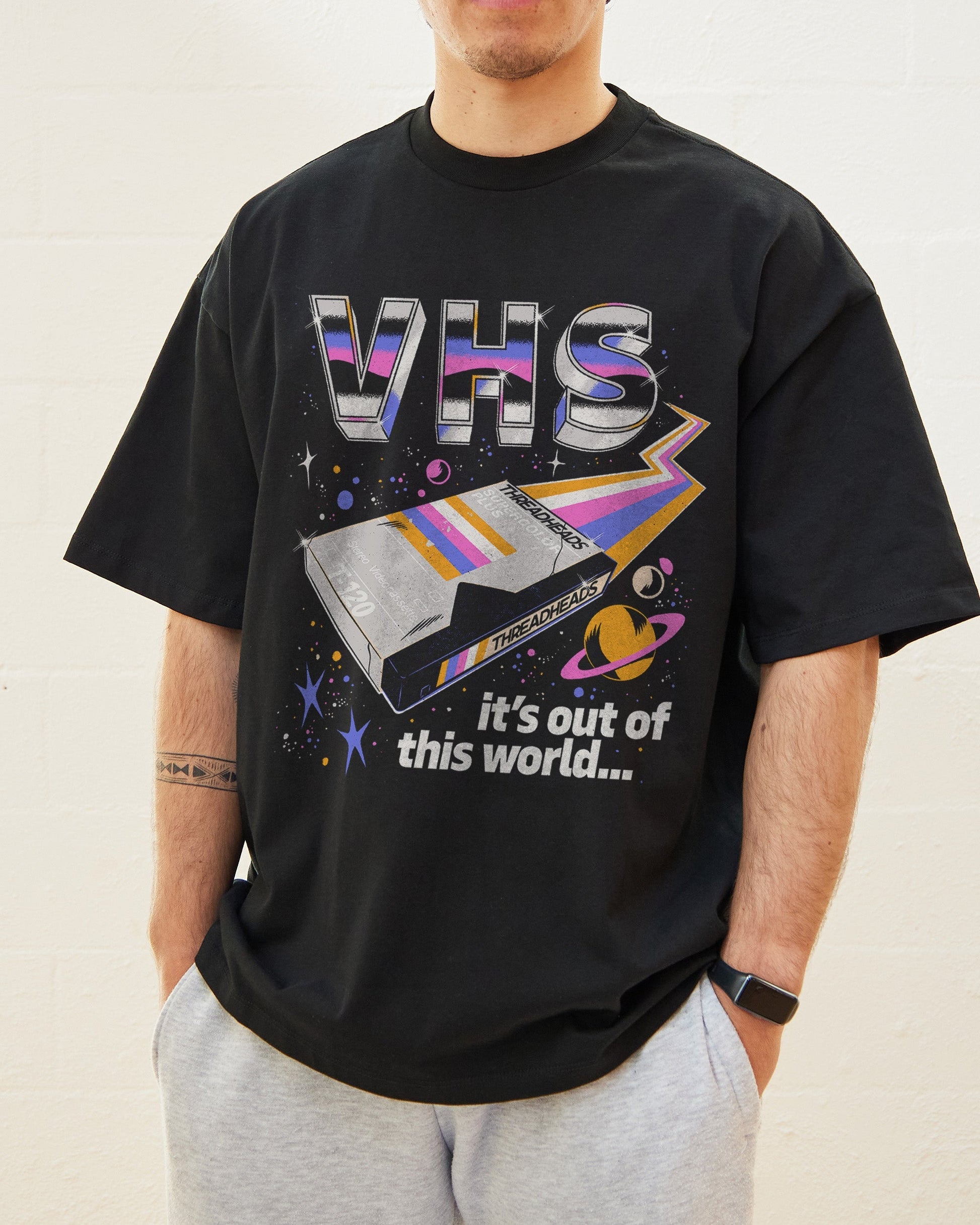VHS Out of This World Oversized Tee Unisex T-shirt, Sweatshirt, Hoodie, Long Sleeve Tee - T-Shirt, Sweatshirt, Hoodie