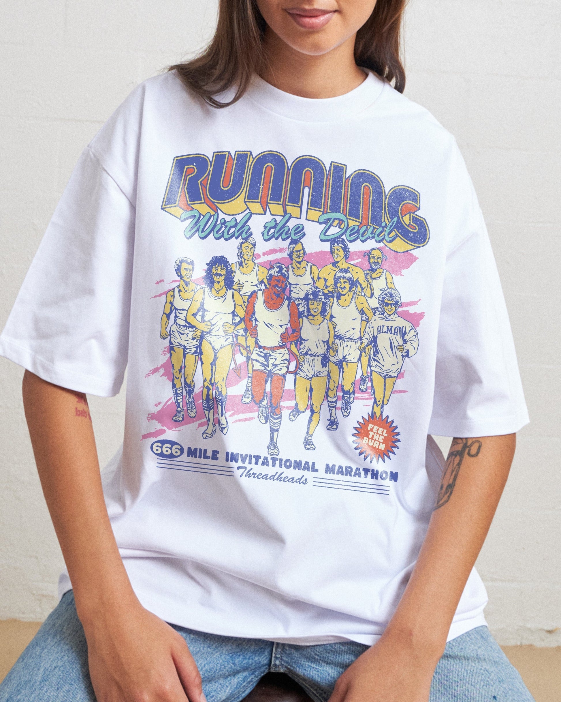 Running with the Devil Oversized Tee Unisex T-shirt, Sweatshirt, Hoodie, Long Sleeve Tee - T-Shirt, Sweatshirt, Hoodie