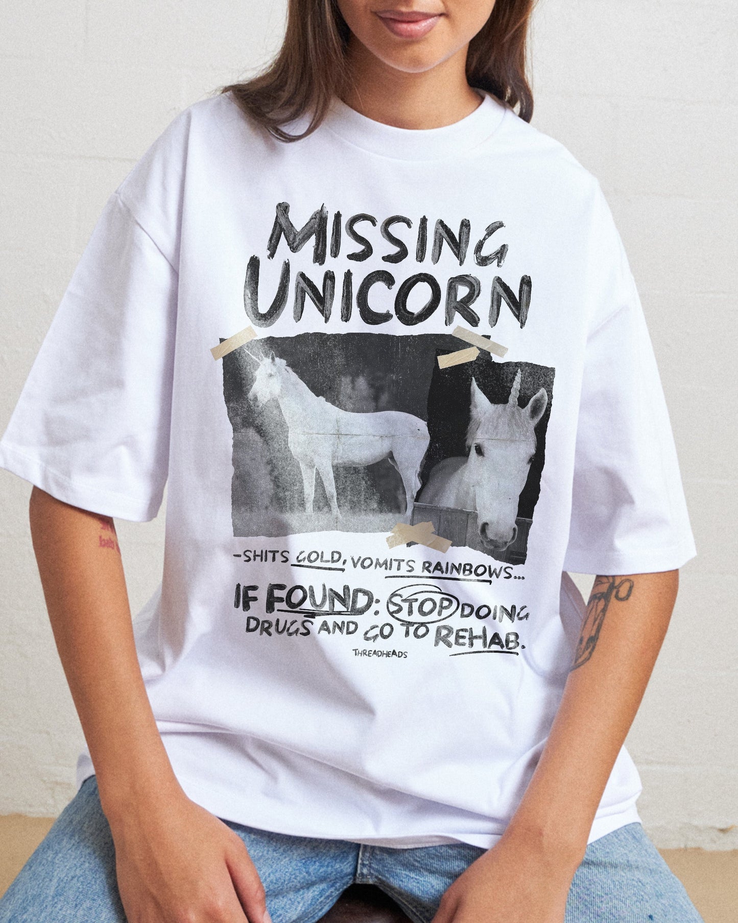 Missing Unicorn Oversized Tee Unisex T-shirt, Sweatshirt, Hoodie, Long Sleeve Tee - T-Shirt, Sweatshirt, Hoodie