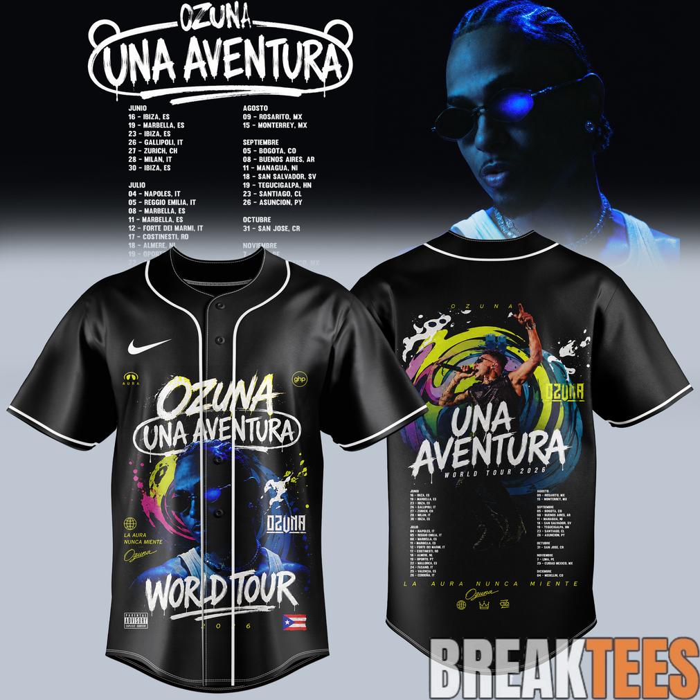 Ozuna Una Aventura World Tour Limited Edition Baseball Jersey Unisex T-shirt, Sweatshirt, Hoodie, Long Sleeve Tee - T-Shirt, Sweatshirt, Hoodie