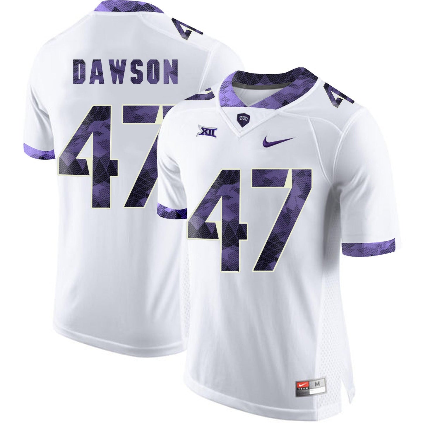 P.J. Dawson 47 White College Football Jersey football jersey product view 1