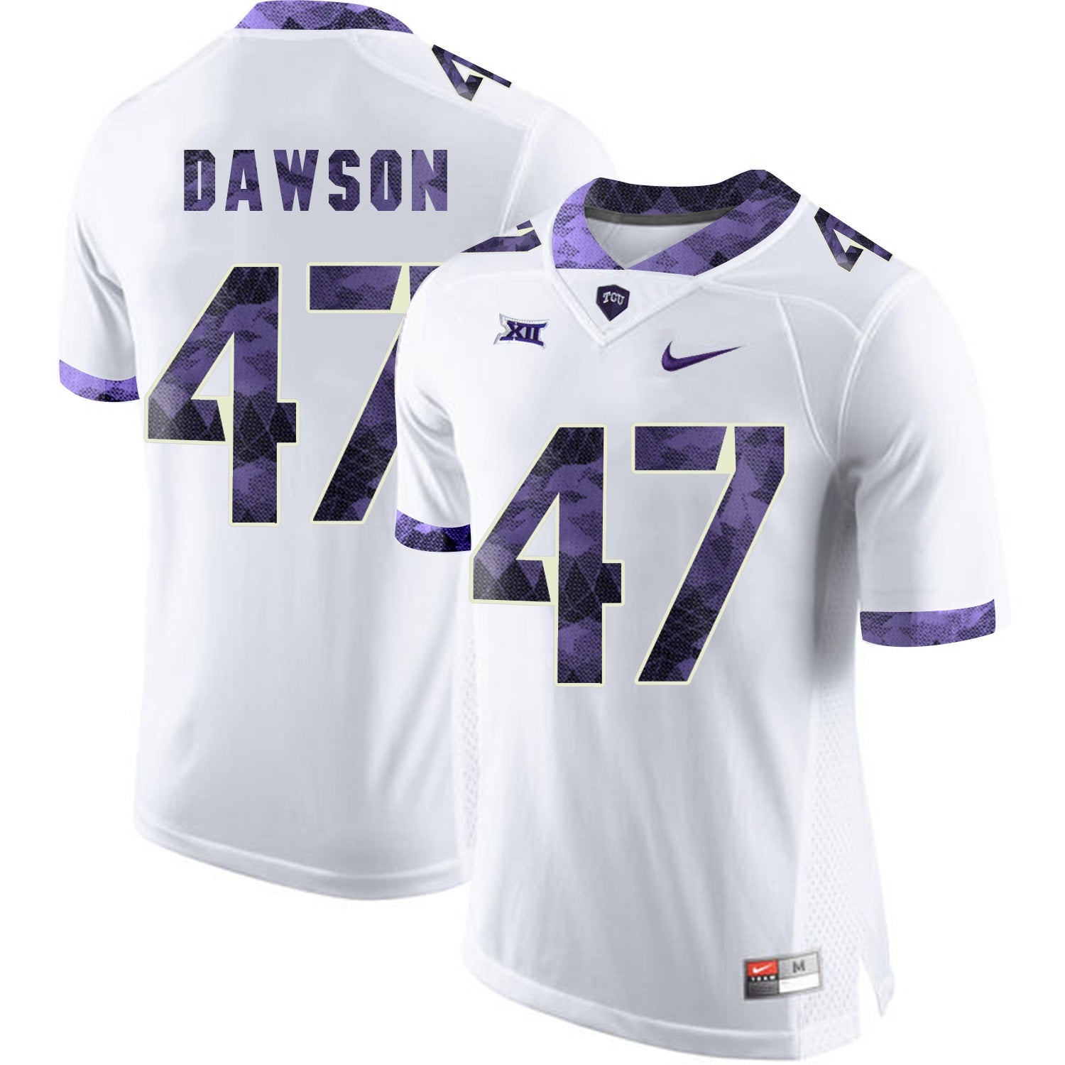 P.J. Dawson 47 White College Football Jersey football jersey product view 1