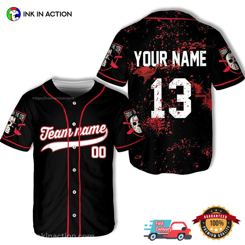 Personalized Jason Voorhees Friday The 13th Horror Movie Icons Baseball Jersey baseball jersey product view 1