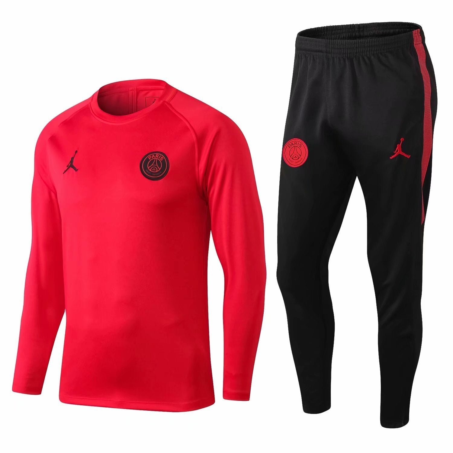 PSG Red O Neck Red top with Black Pant Back BIG AJ Suit 1 Soccer Jersey sports jersey product view 1