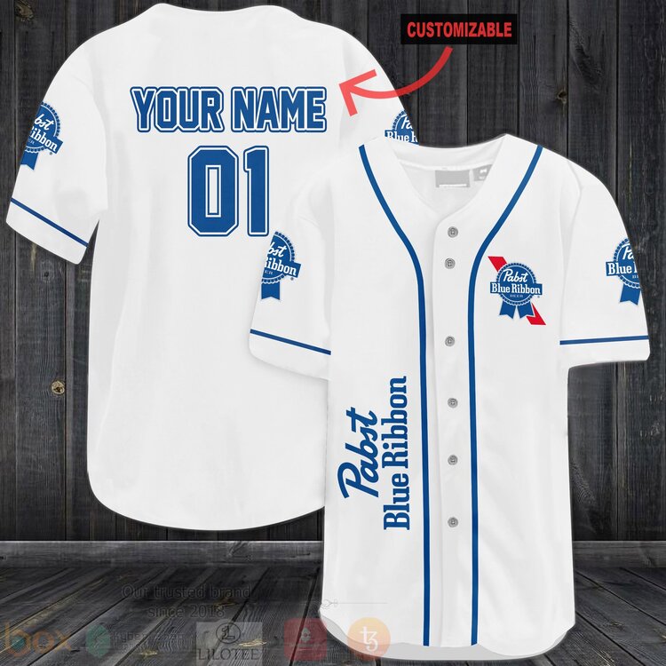 FASHION Pabst Blue Ribbon Personalized Baseball Jerseys Botton Shirt baseball jersey product view 1