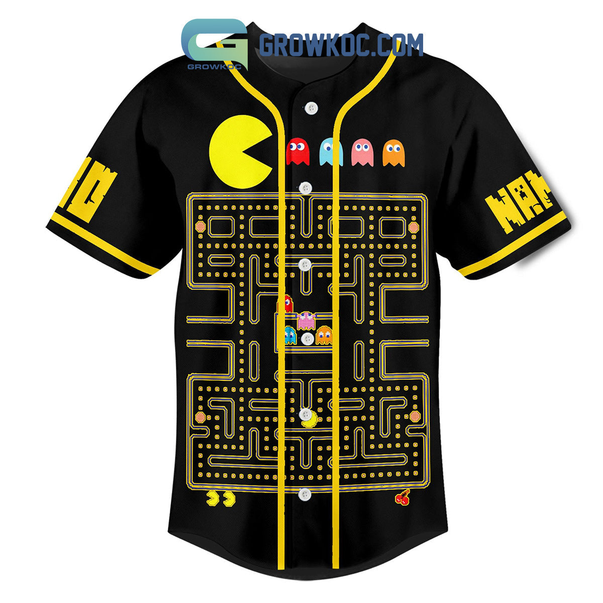 Pac-man Waka Waka Personalized Baseball Jersey baseball jersey product view 3