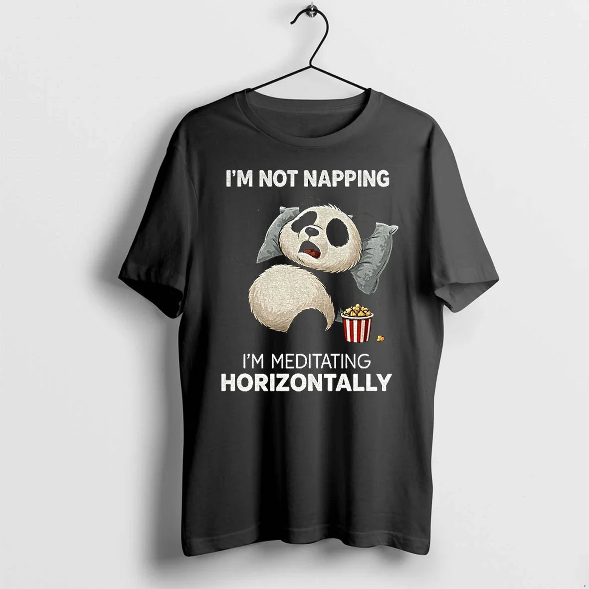 Panda Popcorn Im Not Napping Im Meditating Horizontally Tshirts Sweater Unisex T-shirt, Sweatshirt, Hoodie, Long Sleeve Tee - T-Shirt, Sweatshirt, Hoodie