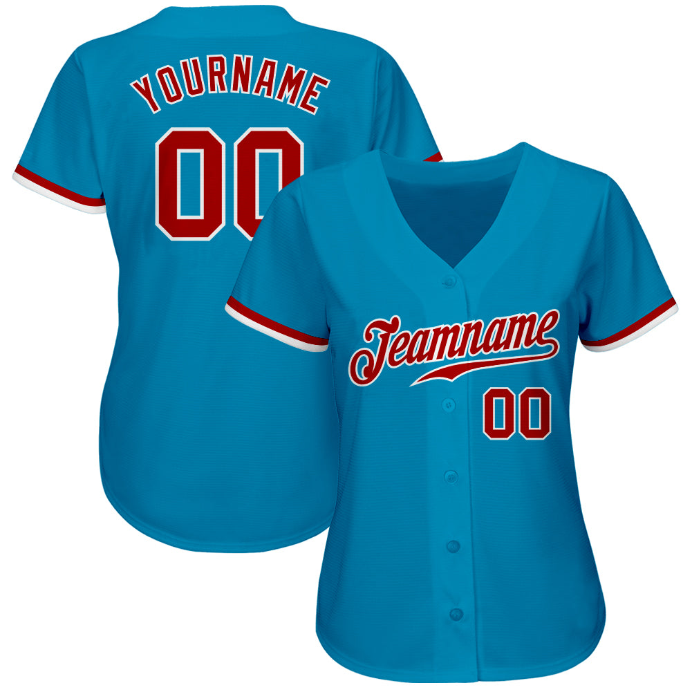 Custom Panther Blue Red-White Authentic Baseball Jersey baseball jersey product view 2