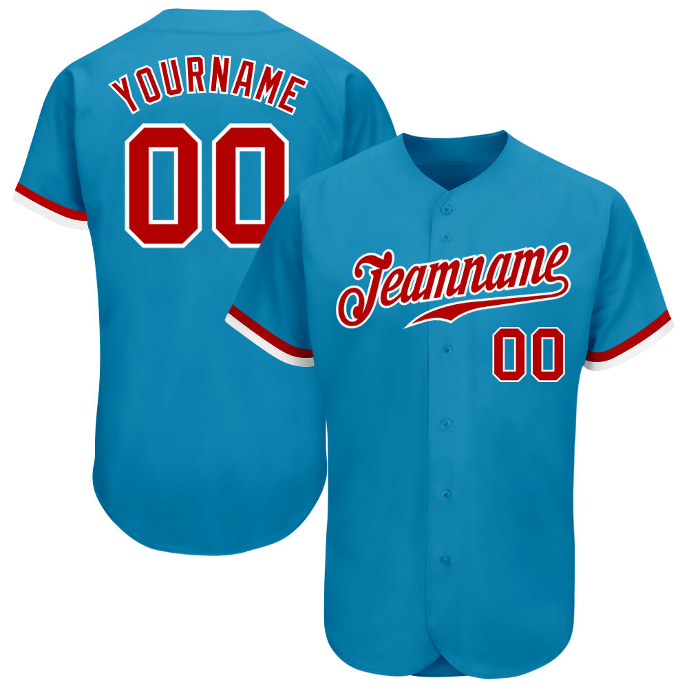 Custom Panther Blue Red-White Authentic Baseball Jersey baseball jersey product view 1