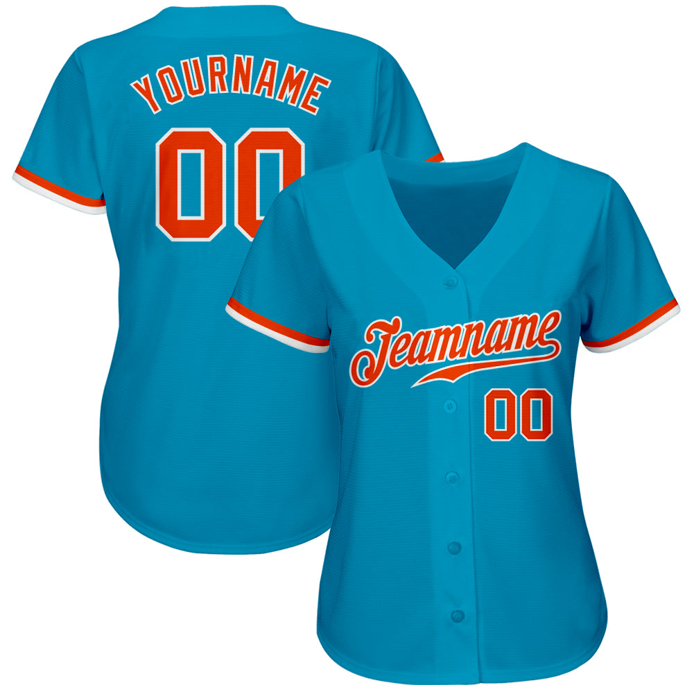 Custom Panther Blue Orange-White Authentic Baseball Jersey baseball jersey product view 2